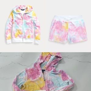 Polo Ralph Lauren Girls Terry Cloth Tie Dye hoodie and shorts
